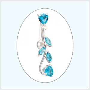 NWT Stunning Chic Turquoise Blue Rhinestones Belly Ring